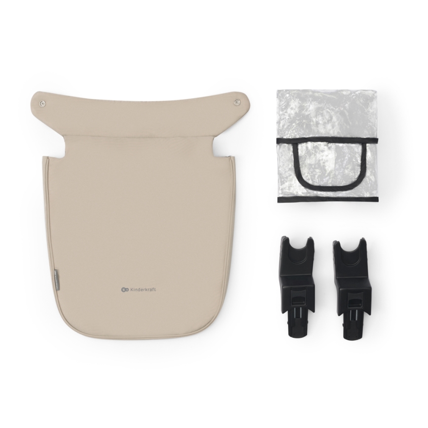 KINDERKRAFT - Multifunktionel barnevogn 3-i-1 NEWLY Sandbeige + autostol MINK PRO