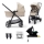 KINDERKRAFT - Multifunktionel barnevogn 4-i-1 NEWLY Klassisk beige + autostol MINK PRO med base ISOFIX
