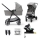 KINDERKRAFT - Multifunktionel barnevogn 4v1 NEWLY Klassisk grå + autostol MINK PRO med base ISOFIX