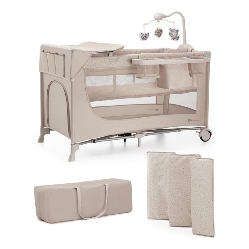 KINDERKRAFT - Rejseseng JOY 2 med tilbehør beige