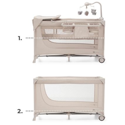 KINDERKRAFT - Rejseseng JOY 2 med tilbehør beige