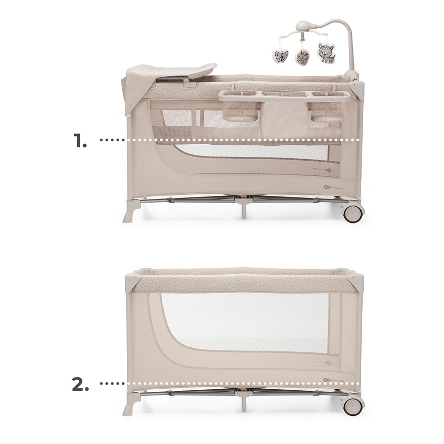 KINDERKRAFT - Rejseseng JOY 2 med tilbehør beige