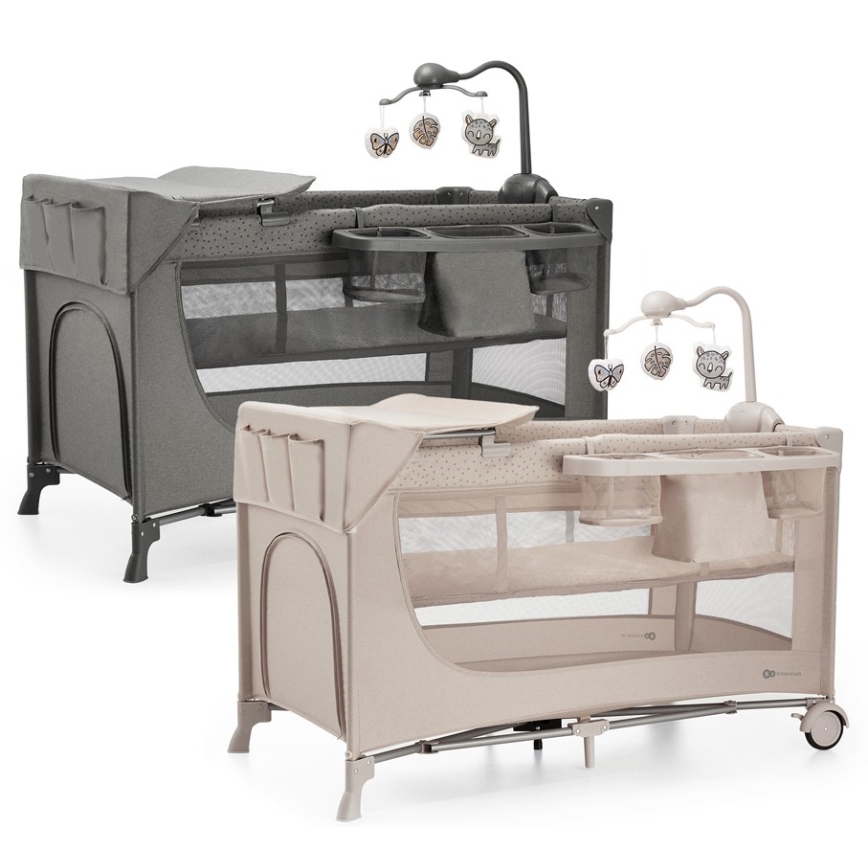 KINDERKRAFT - Rejseseng JOY 2 med tilbehør beige