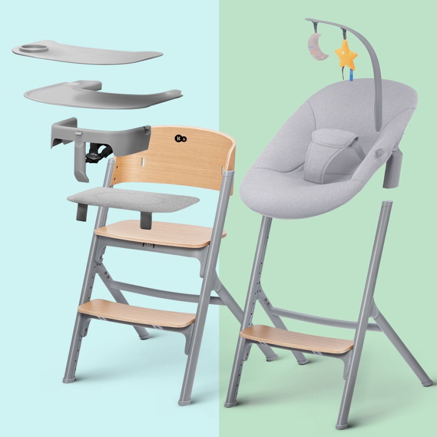 KINDERKRAFT SELECT - Børnestol 3-i-1 LIVY Premium eg + liggestol CALMEE