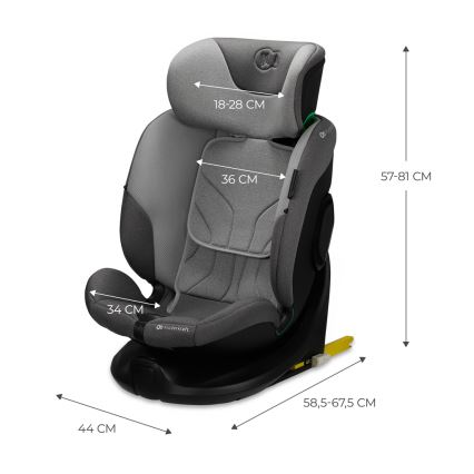 KINDERKRAFT SELECT - Autostol I-FIX (40-150 cm) Cool grå