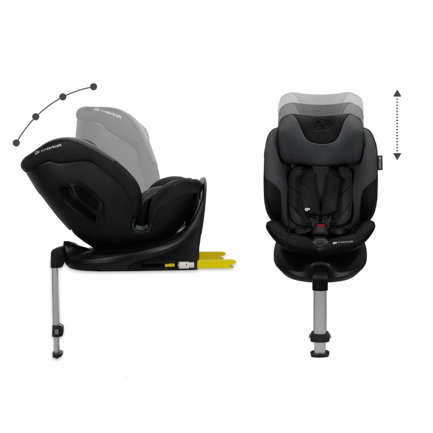 KINDERKRAFT SELECT - Autostol med drejbar I-FIX-base (40-150 cm) Grafitsort