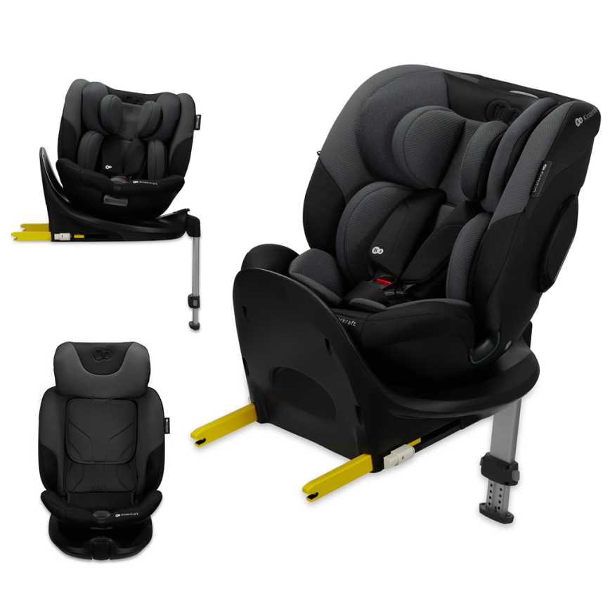 KINDERKRAFT SELECT - Autostol med drejbar I-FIX-base (40-150 cm) Grafitsort