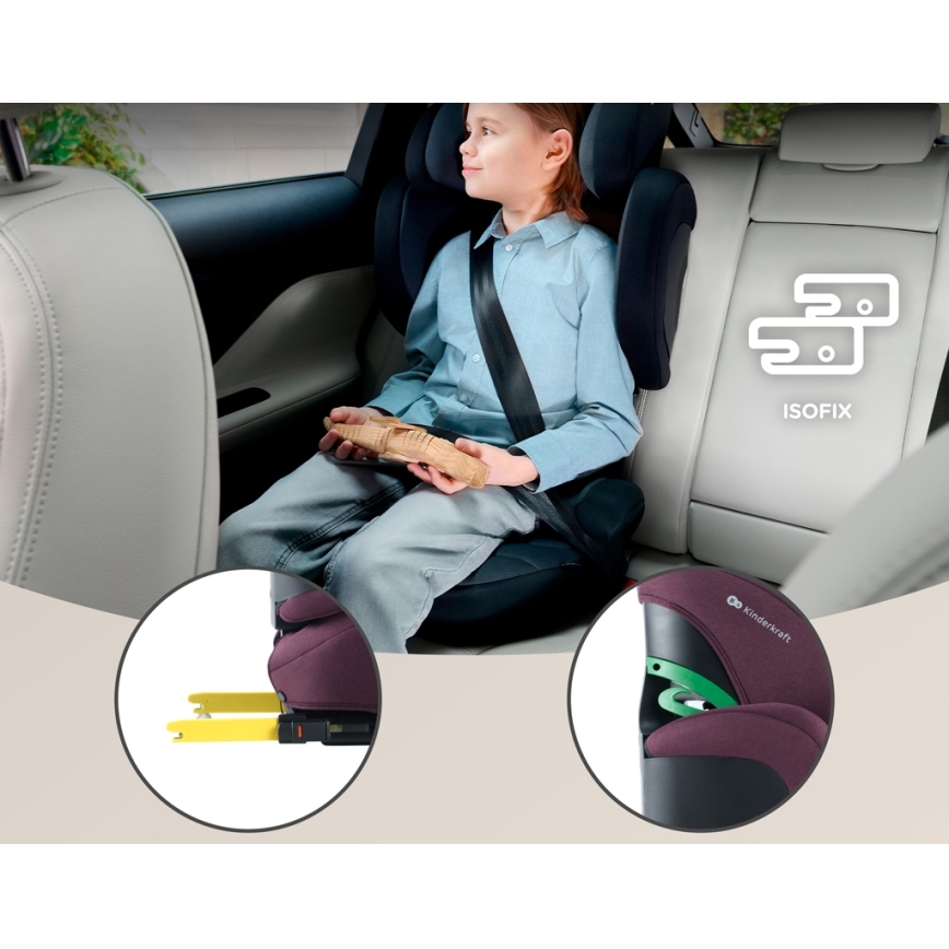 KINDERKRAFT SELECT - Autostol XPAND 2 i-Str. (100-150 cm) Premium Cherry pearl