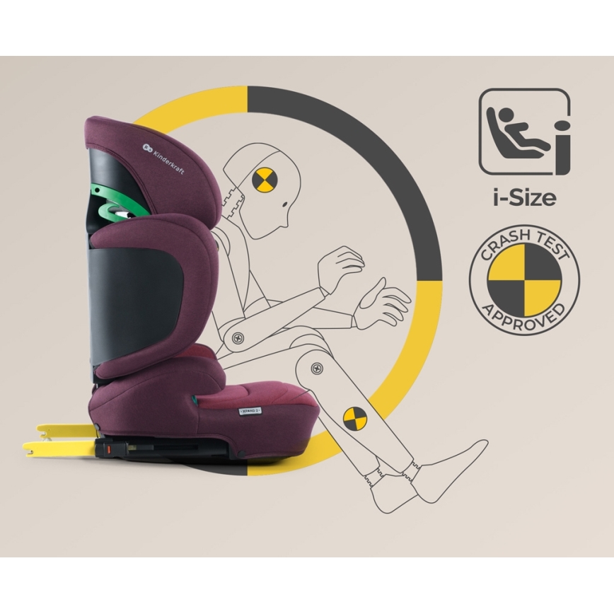 KINDERKRAFT SELECT - Autostol XPAND 2 i-Str. (100-150 cm) Premium Cherry pearl