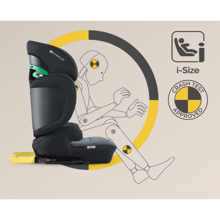 KINDERKRAFT SELECT - Autostol XPAND 2 i-Str. (100-150cm) Premium Graphite sort