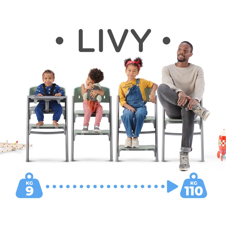 KINDERKRAFT SELECT - Højstol 3-i-1 LIVY Premium Aster lyserød