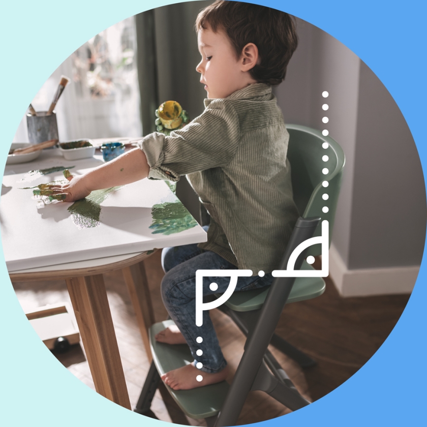 KINDERKRAFT SELECT - Højstol 3-i-1 LIVY Premium Aster lyserød + loungemøbel CALMEE