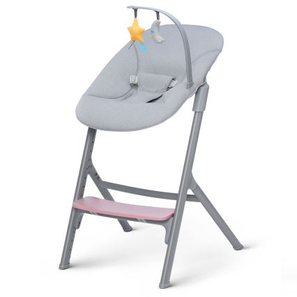 KINDERKRAFT SELECT - Højstol 3-i-1 LIVY Premium Aster lyserød + loungemøbel CALMEE