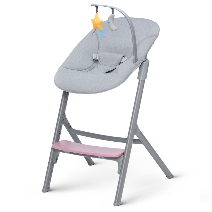 KINDERKRAFT SELECT - Højstol 3-i-1 LIVY Premium Aster lyserød + loungemøbel CALMEE