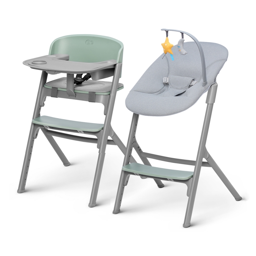 KINDERKRAFT SELECT - Højstol LIVY Premium olivengrøn + loungemøbel CALMEE