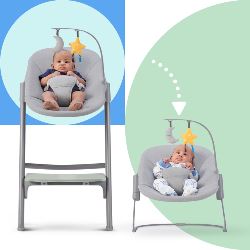 KINDERKRAFT SELECT - Højstol LIVY Premium olivengrøn + loungemøbel CALMEE