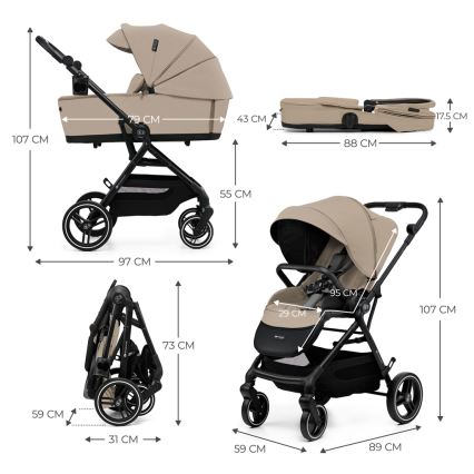 KINDERKRAFT SELECT - Multifunktionel barnevogn 2-i-1 YOXI Sandbeige