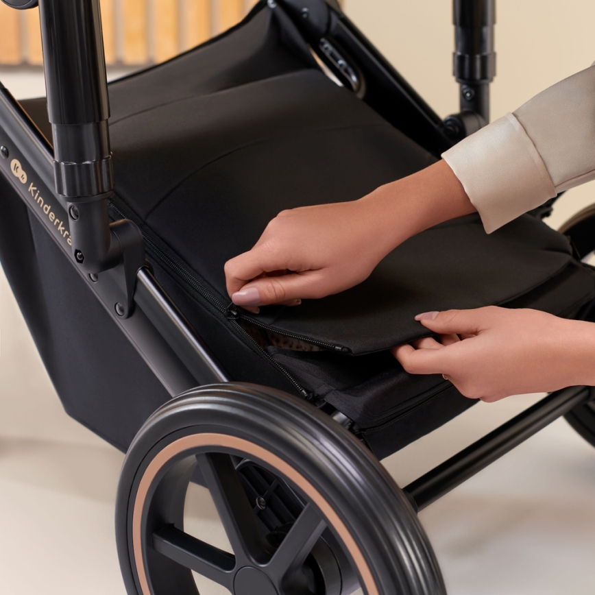 KINDERKRAFT SELECT - Multifunktionel barnevogn 3-i-1 PRIME 2 Premium mørkegrøn + autostol