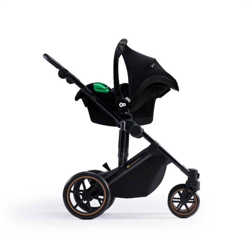 KINDERKRAFT SELECT - Multifunktionel barnevogn 3-i-1 PRIME 2 Premium mørkegrøn + autostol