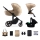 KINDERKRAFT SELECT - Multifunktionel barnevogn 3-i-1 PRIME 2 Premium Sandrose beige + autostol