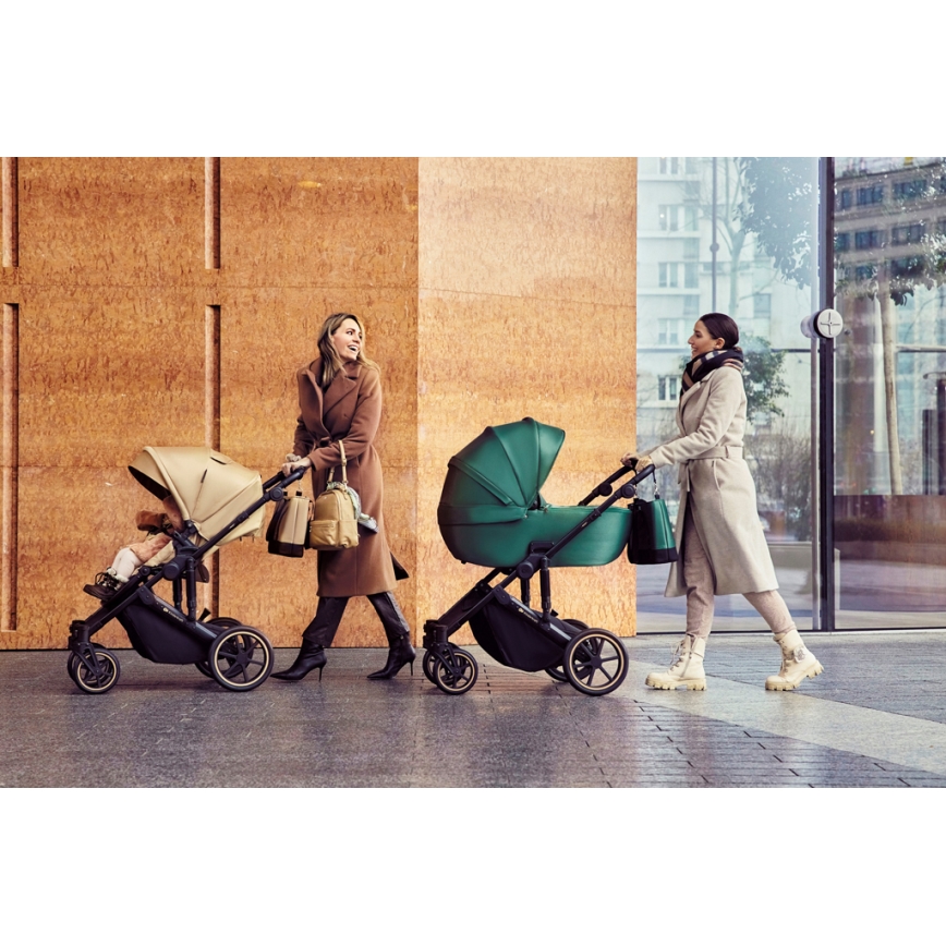 KINDERKRAFT SELECT - Multifunktionel barnevogn 3-i-1 PRIME 2 Premium Sandrose beige + autostol