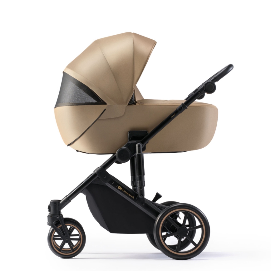 KINDERKRAFT SELECT - Multifunktionel barnevogn 3-i-1 PRIME 2 Premium Sandrose beige + autostol