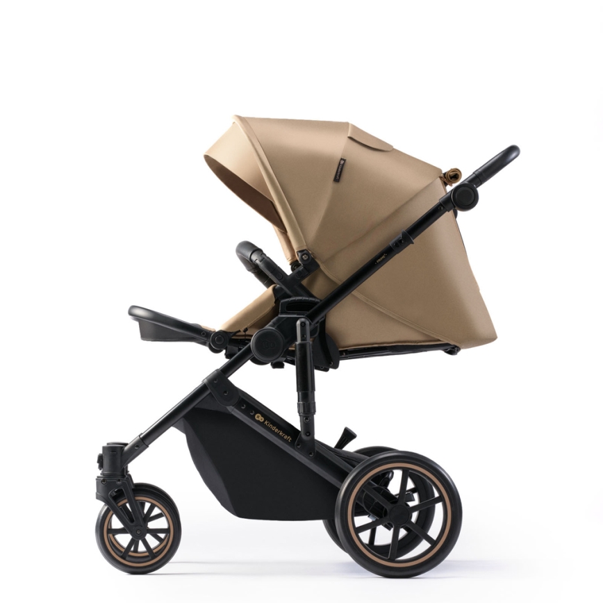 KINDERKRAFT SELECT - Multifunktionel barnevogn 3-i-1 PRIME 2 Premium Sandrose beige + autostol