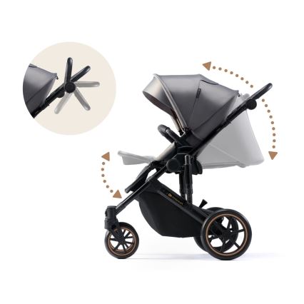 KINDERKRAFT SELECT - Multifunktionel barnevogn 3-i-1 PRIME 2 Premium Shadow grå + autostol