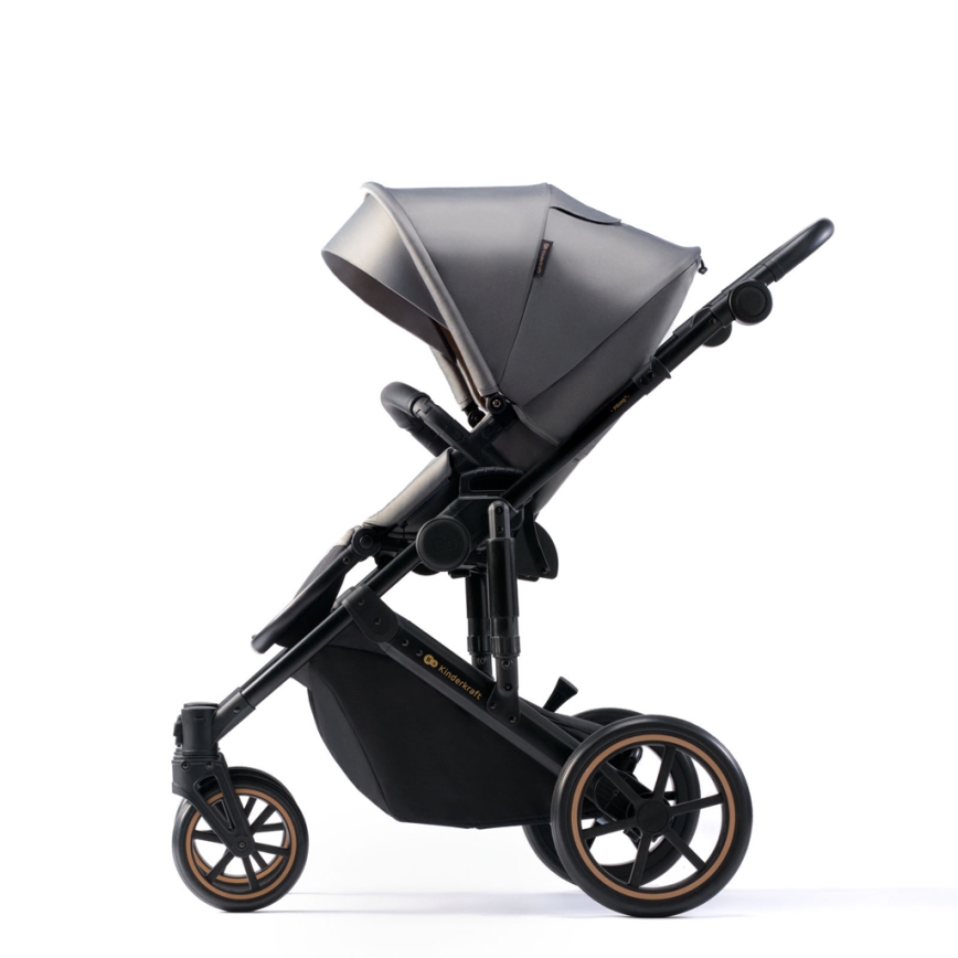 KINDERKRAFT SELECT - Multifunktionel barnevogn 3-i-1 PRIME 2 Premium Shadow grå + autostol