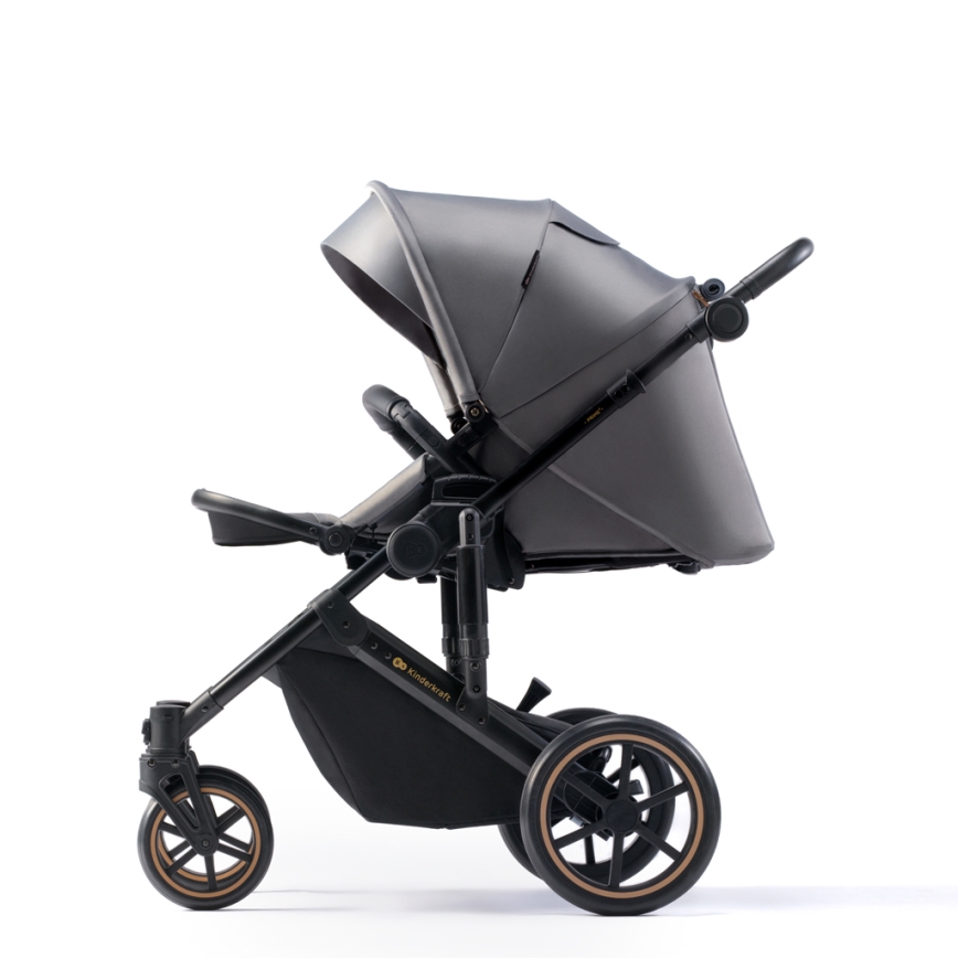 KINDERKRAFT SELECT - Multifunktionel barnevogn 3-i-1 PRIME 2 Premium Shadow grå + autostol