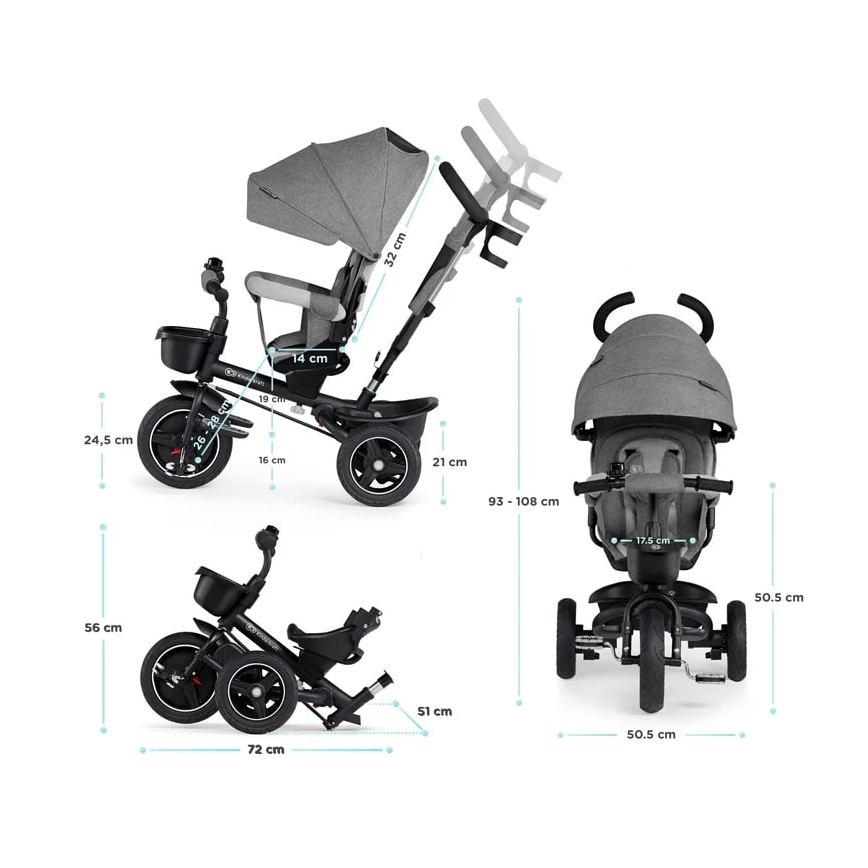KINDERKRAFT - Trehjulet cykel 5in1 SPINSTEP grå