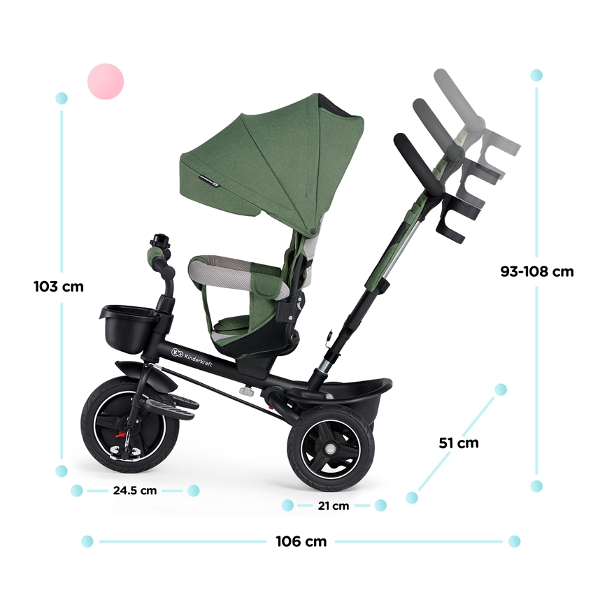 KINDERKRAFT SELECT - Trehjulet cykel SPINSTEP Premium grøn