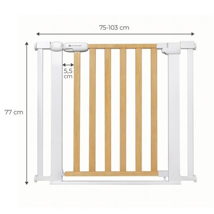 KINDERKRAFT - Sikkerhedsgitter LOCK&GO 75-103 cm fyrretræ