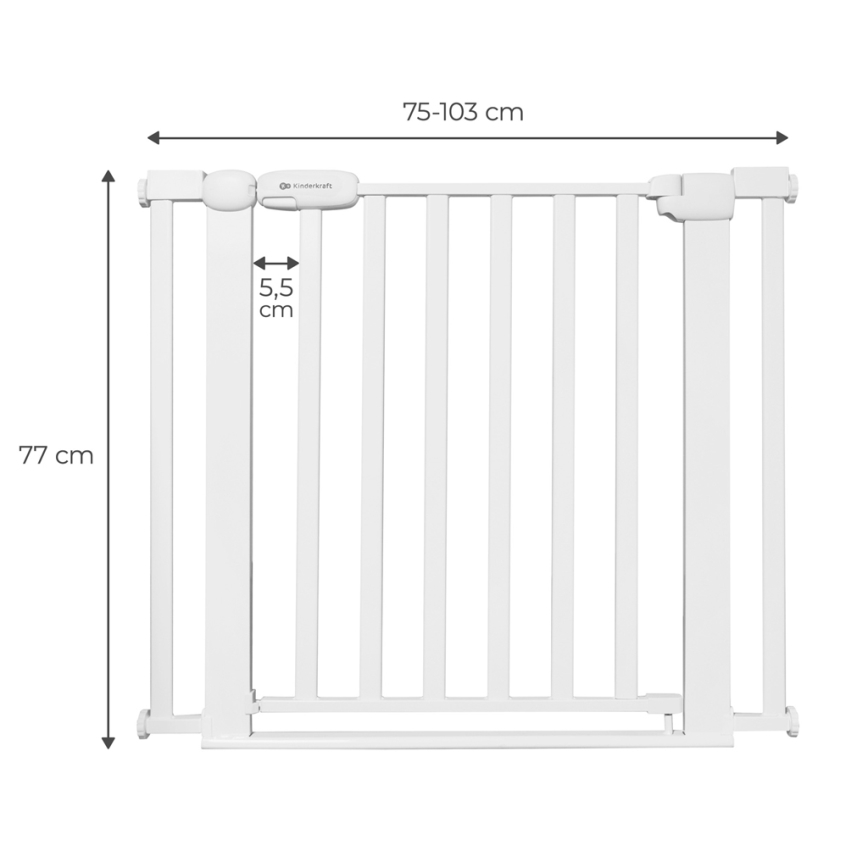 KINDERKRAFT - Sikkerhedsgitter LOCK&GO 75-103 cm hvid