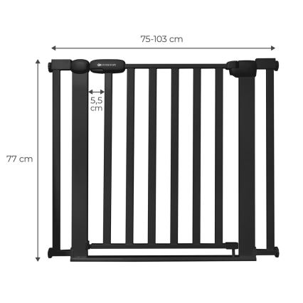 KINDERKRAFT - Sikkerhedsgitter LOCK&GO 75-103 cm sort