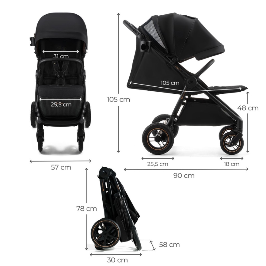 KINDERKRAFT - Sportsklapvogn MITZY Air Black