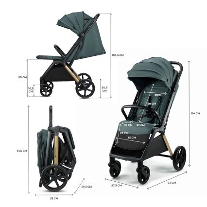 KINDERKRAFT - Sporty klapvogn LOOM grøn