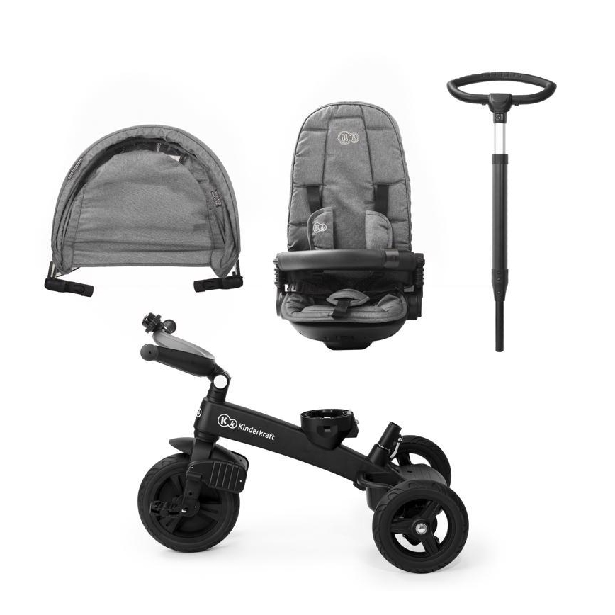 KINDERKRAFT - Trehjulet cykel 5v1 EASYTWIST grå/sort