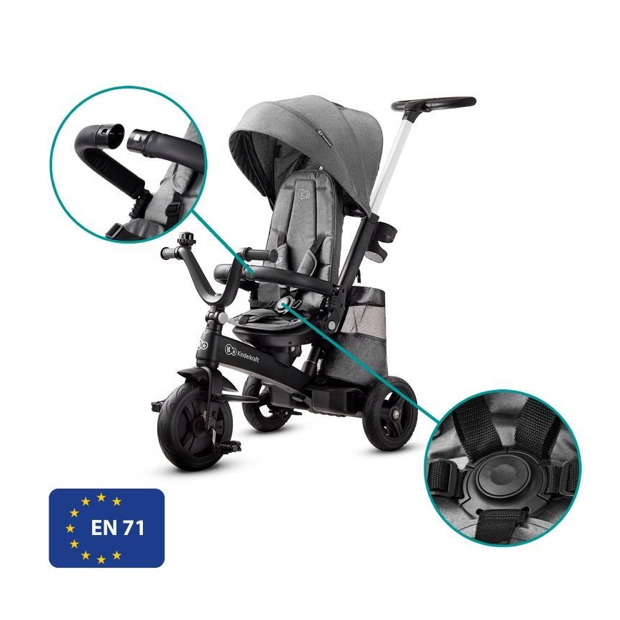 KINDERKRAFT - Trehjulet cykel 5v1 EASYTWIST grå/sort