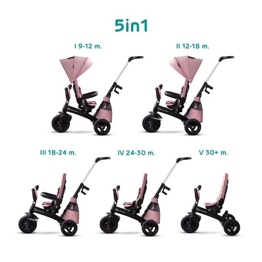 KINDERKRAFT - Trehjulet cykel 5v1 EASYTWIST pink/sort