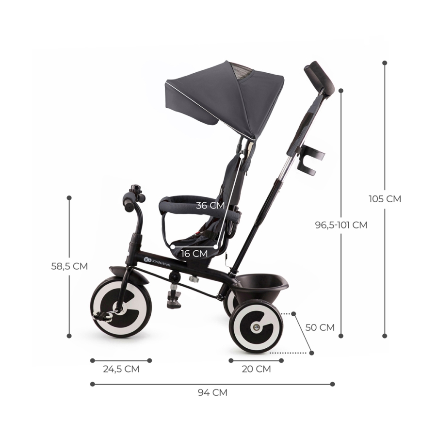 KINDERKRAFT - Trehjulet cykel ASTON Malachite grå