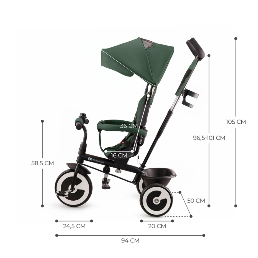 KINDERKRAFT - Trehjulet cykel ASTON Mystic grøn