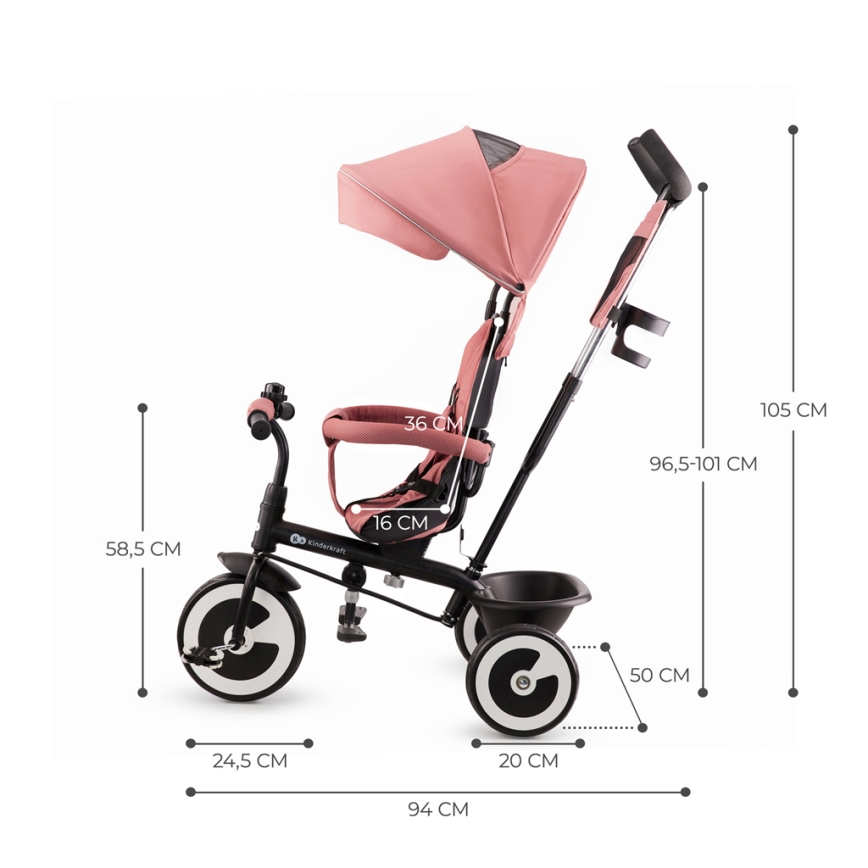 KINDERKRAFT - Trehjulet cykel ASTON Rose lyserød