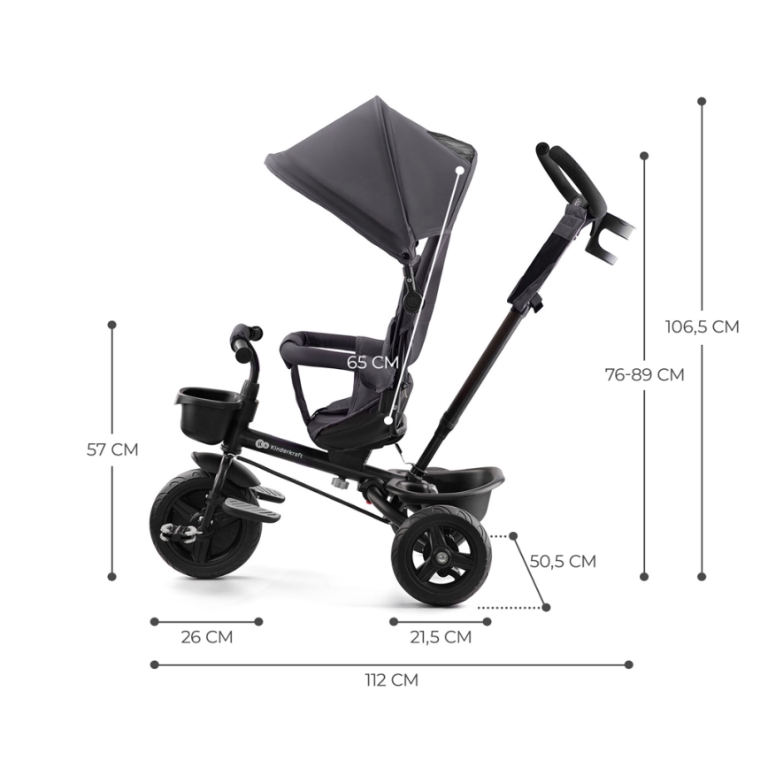 KINDERKRAFT - Trehjulet cykel AVEO grå