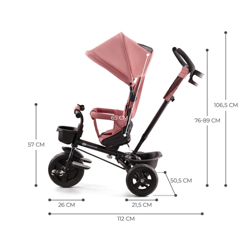 KINDERKRAFT - Trehjulet cykel AVEO lyserød