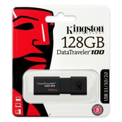 Kingston - USB-nøgle DATATRAVELER 100 G3 USB 3.0 128 GB sort