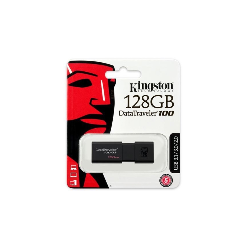 Kingston - USB-nøgle DATATRAVELER 100 G3 USB 3.0 128 GB sort