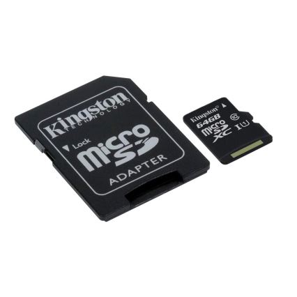 Kingston - MicroSDXC-kort 64GB Canvas Select Plus U1 100MB/s + SD-adapter