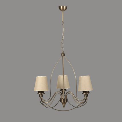Klassisk hængelampe 3xE14/40W/230V bronze/beige