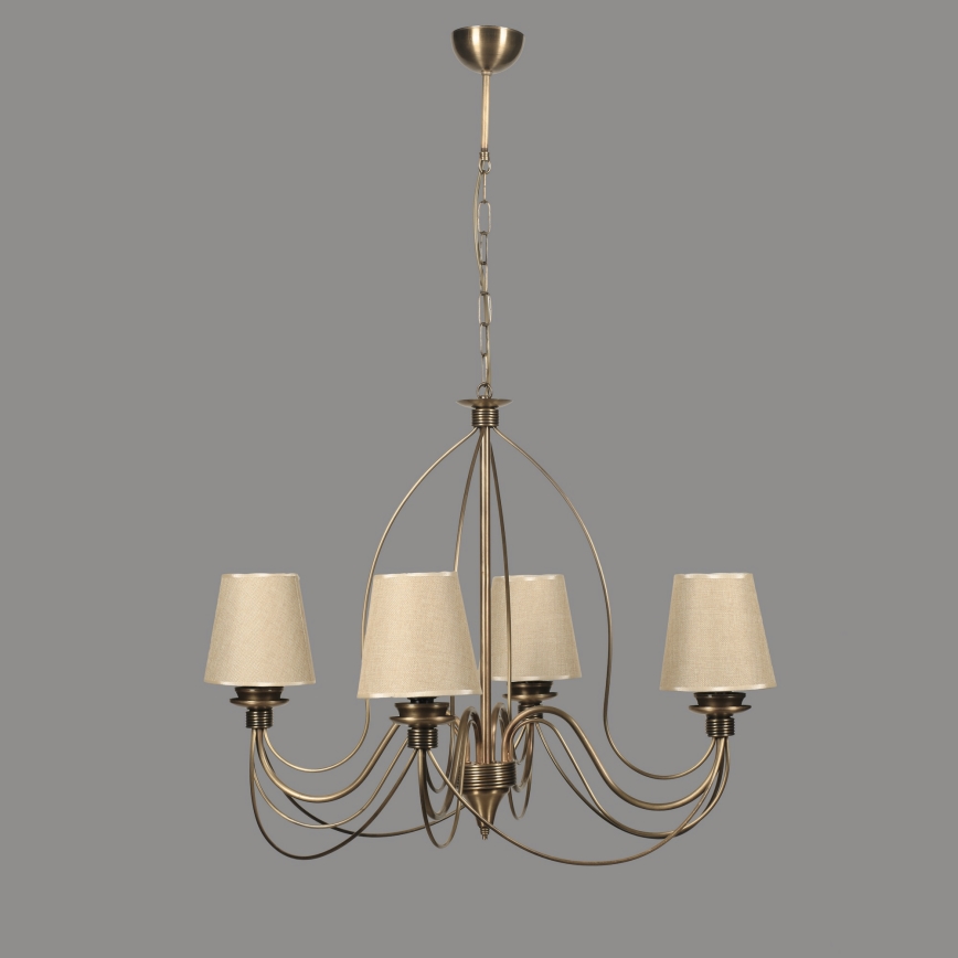 Klassisk kædelampe 4xE14/40W/230V bronze/beige